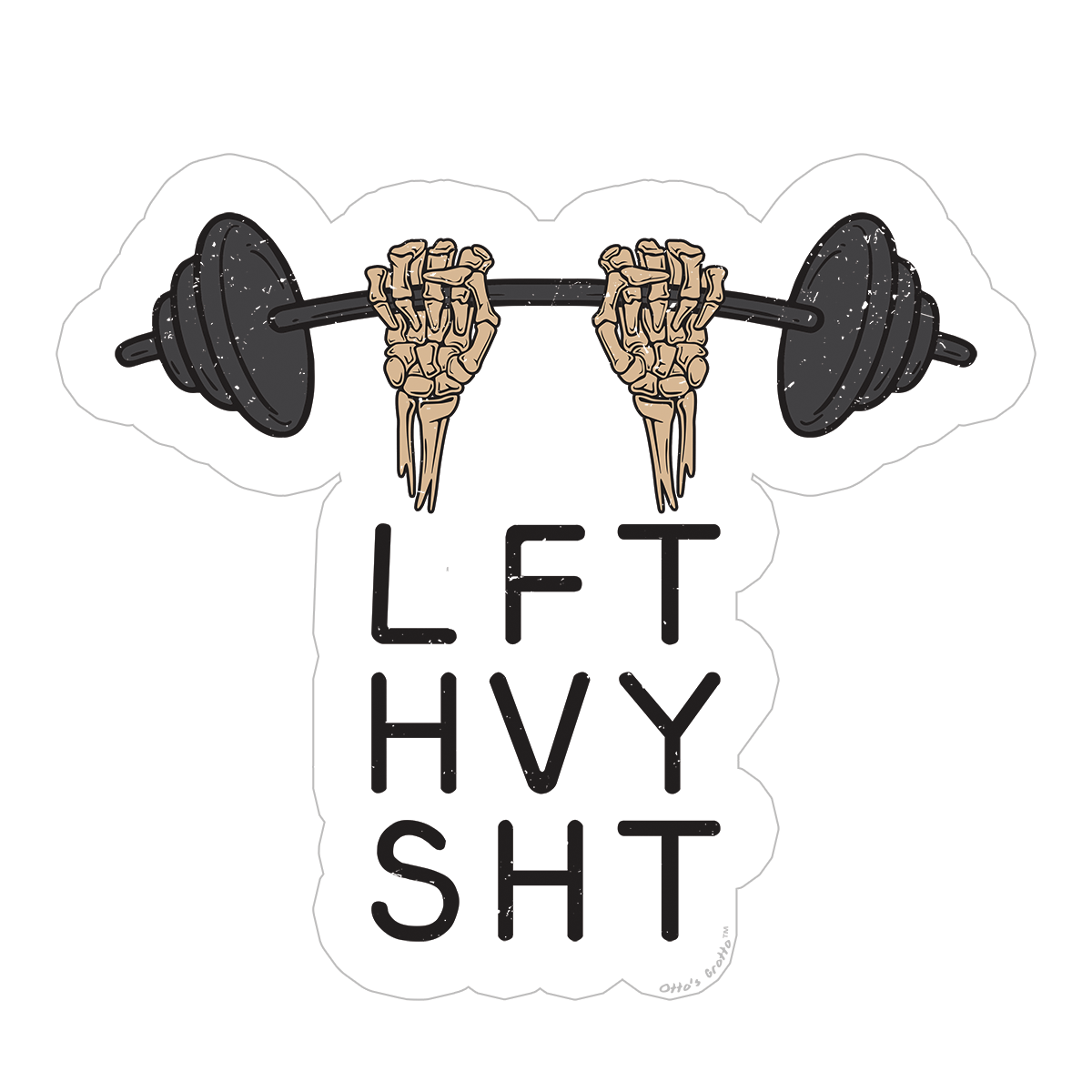 Lift Heavy Shit Sticker - LFT HVY SHT Skeleton Lifting Barbell Sticker for Gym Water Bottle