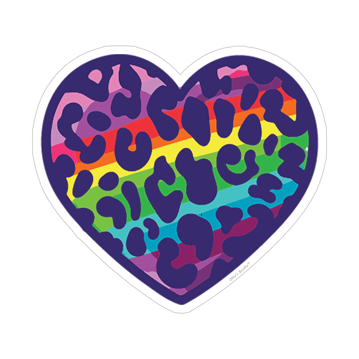 Rainbow Leopard Heart Sticker Girly 90s Vibes Nineties - Inspired Aesthetic Sticker