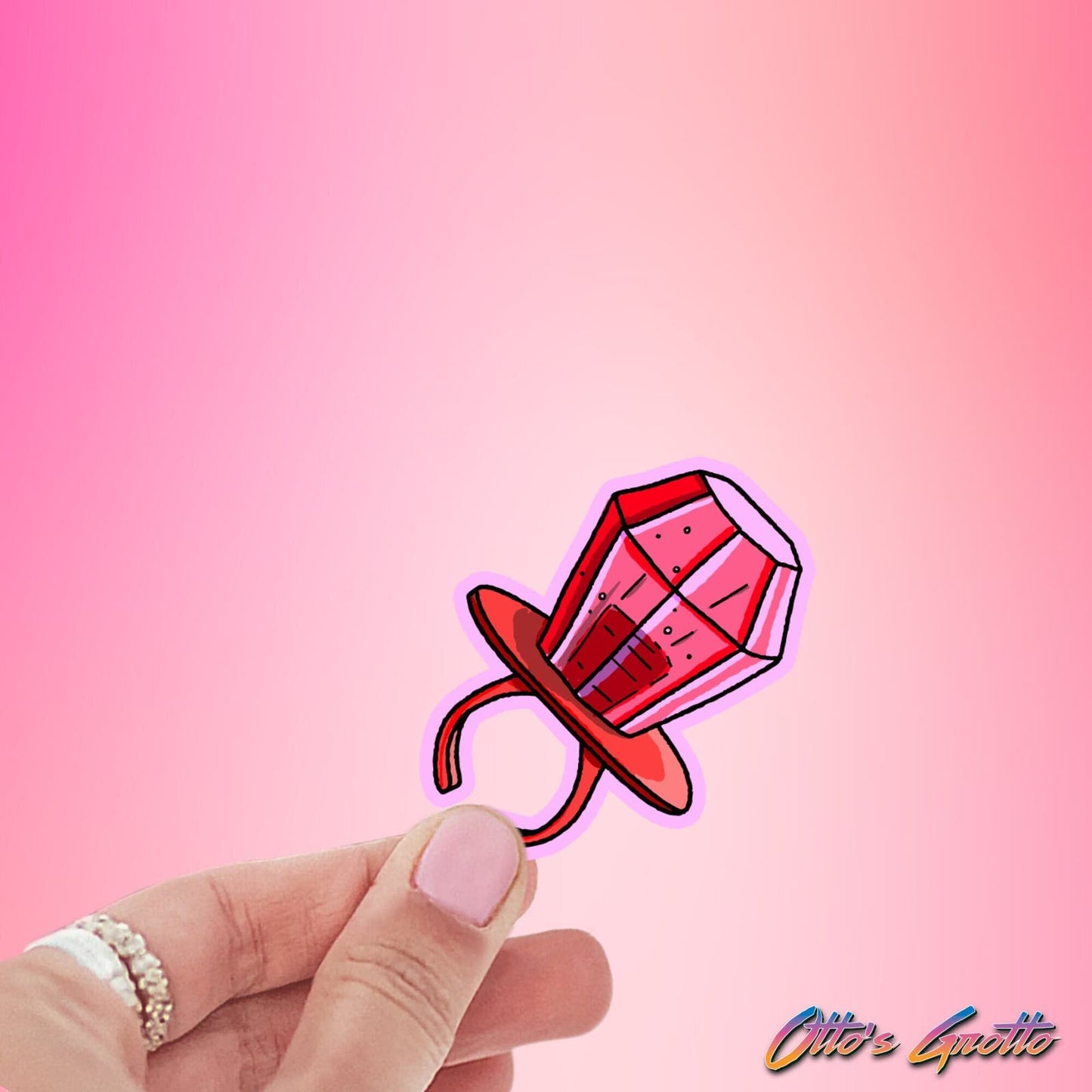 Red Ring Candy Sticker, Cute Sticker Aesthetic, 90s Stickers, Nostalgiacore, Nineties Stickers