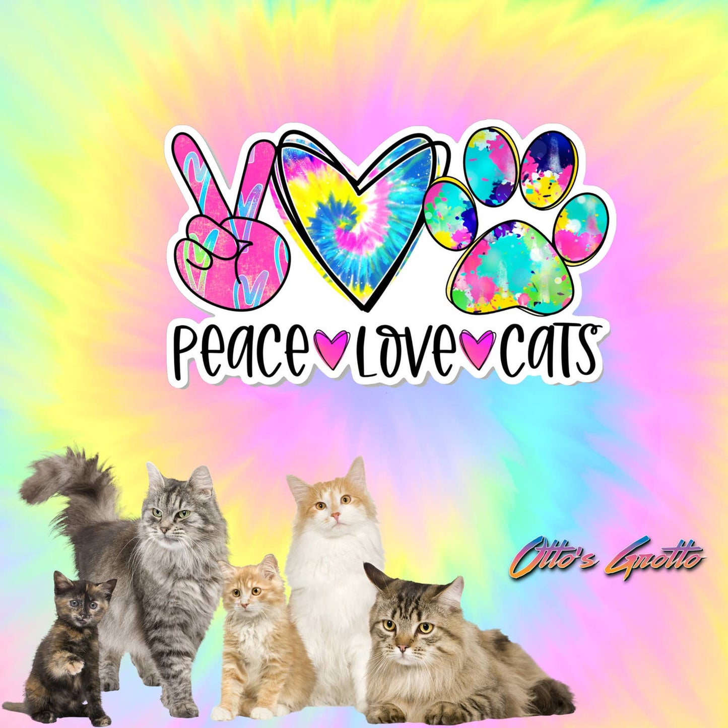 Peace Love Cats Sticker for Cat Lovers Cat Lover Gift for Kitty Owner, Kitty Sticker, Kitty Decals