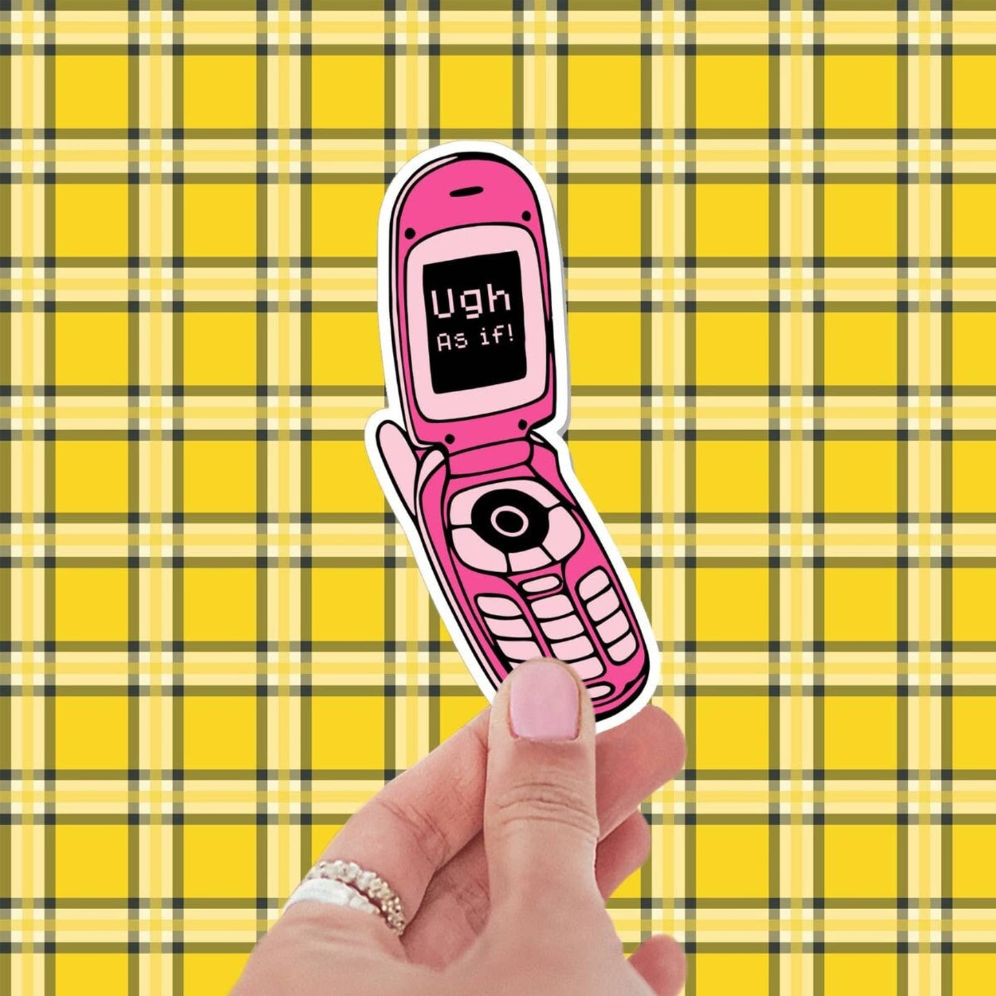 Ugh As If! Flip Phone sticker, funny stickers, stickers for laptop, stickers for book, 90s stickers, water bottle stickers, aesthetic