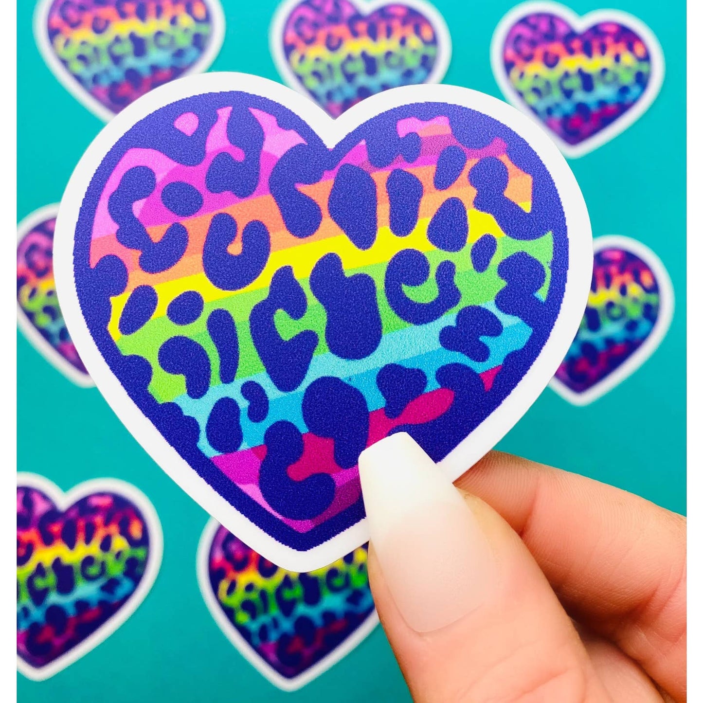 Rainbow Leopard Heart Sticker Girly 90s Vibes Nineties - Inspired Aesthetic Sticker