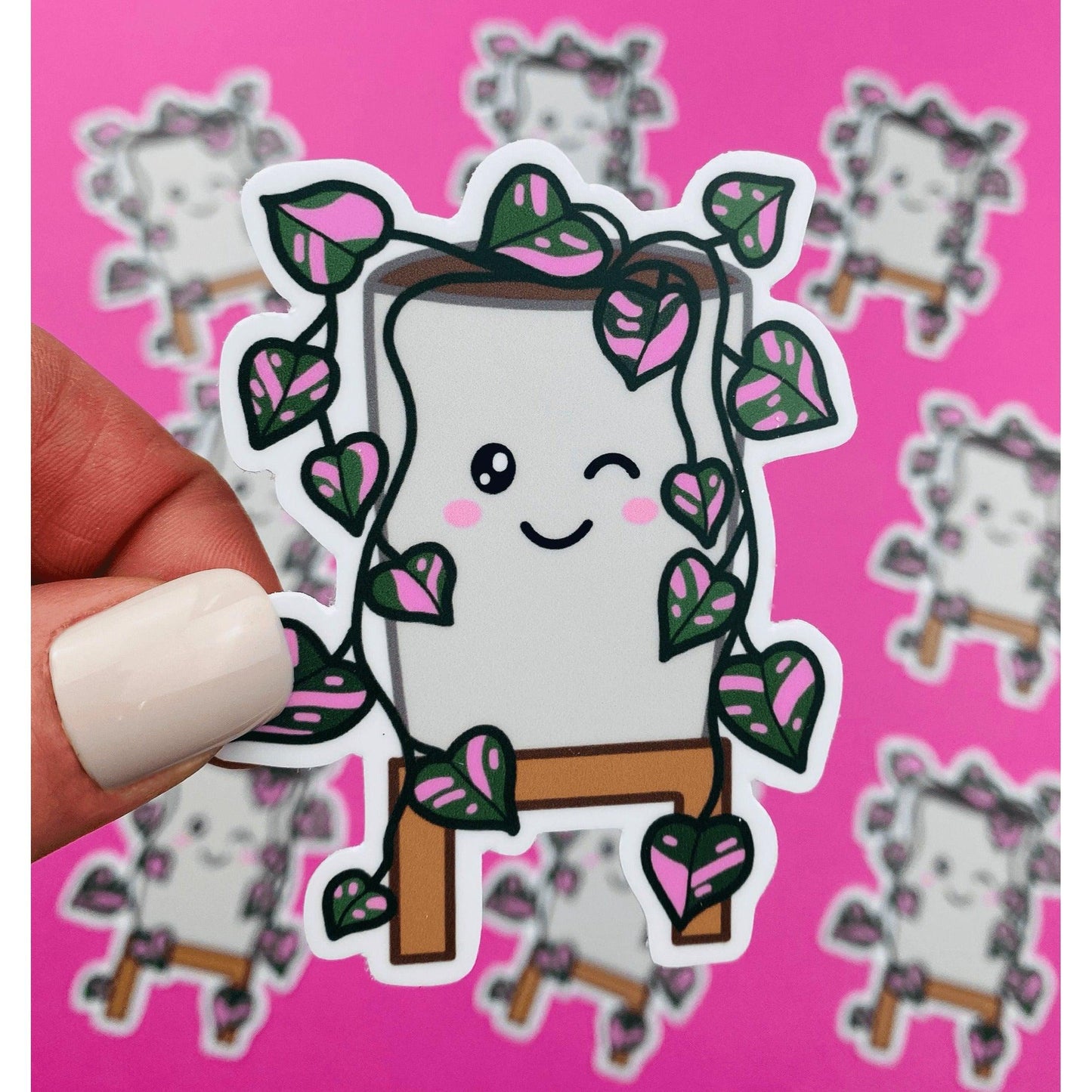 Plant Mama Sticker Pack (4 Pack) Variegated Plants, Monstera, Pink Princess Philodendron, Girl Who Loves Plants - Ottos Grotto :: Stickers For Your Stuff