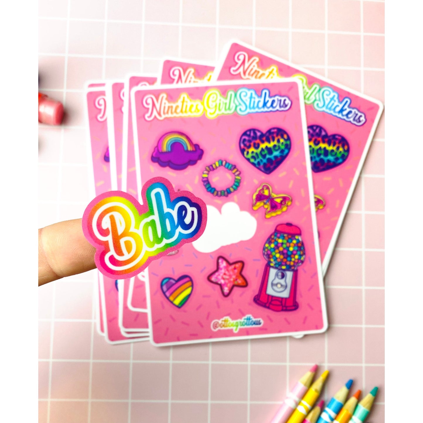 90s Sticker Sheet - Nineties Girl (9 Throwback Designs)
