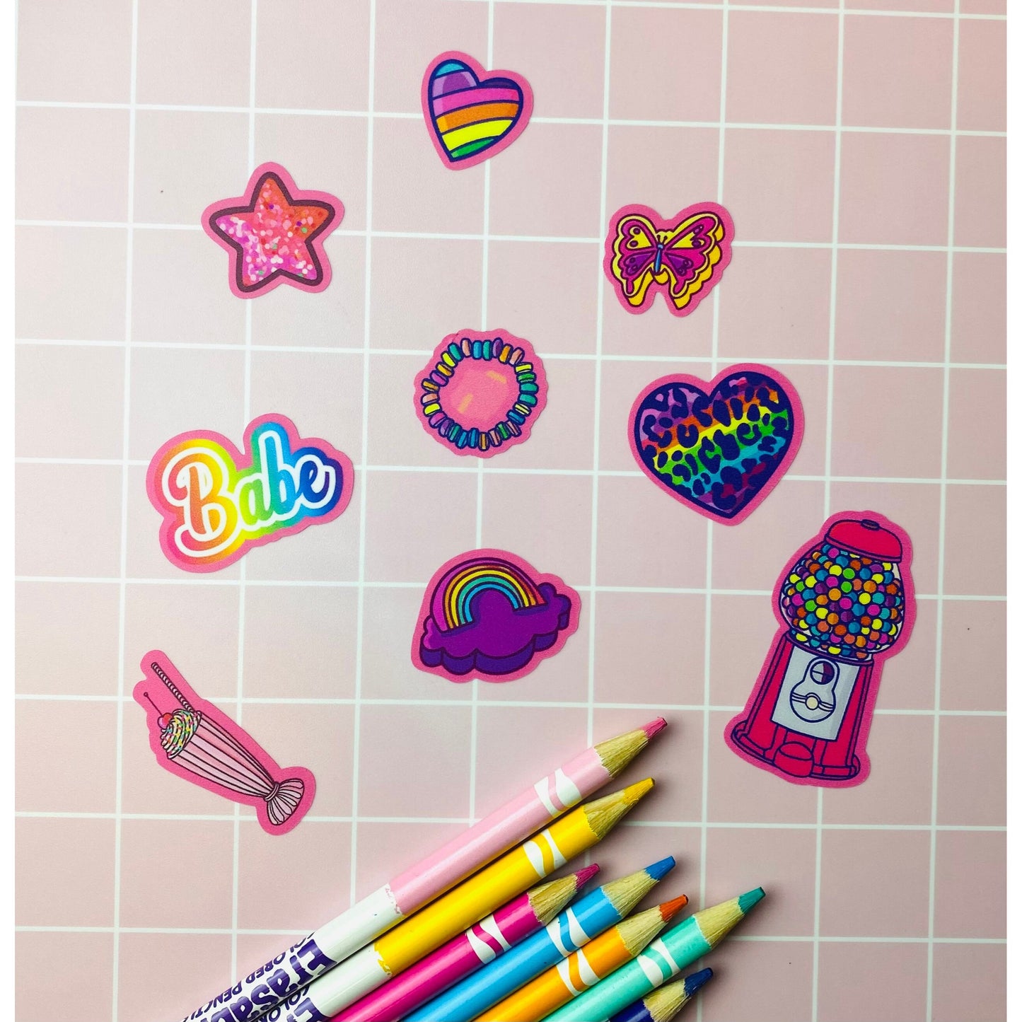 90s Sticker Sheet - Nineties Girl (9 Throwback Designs)