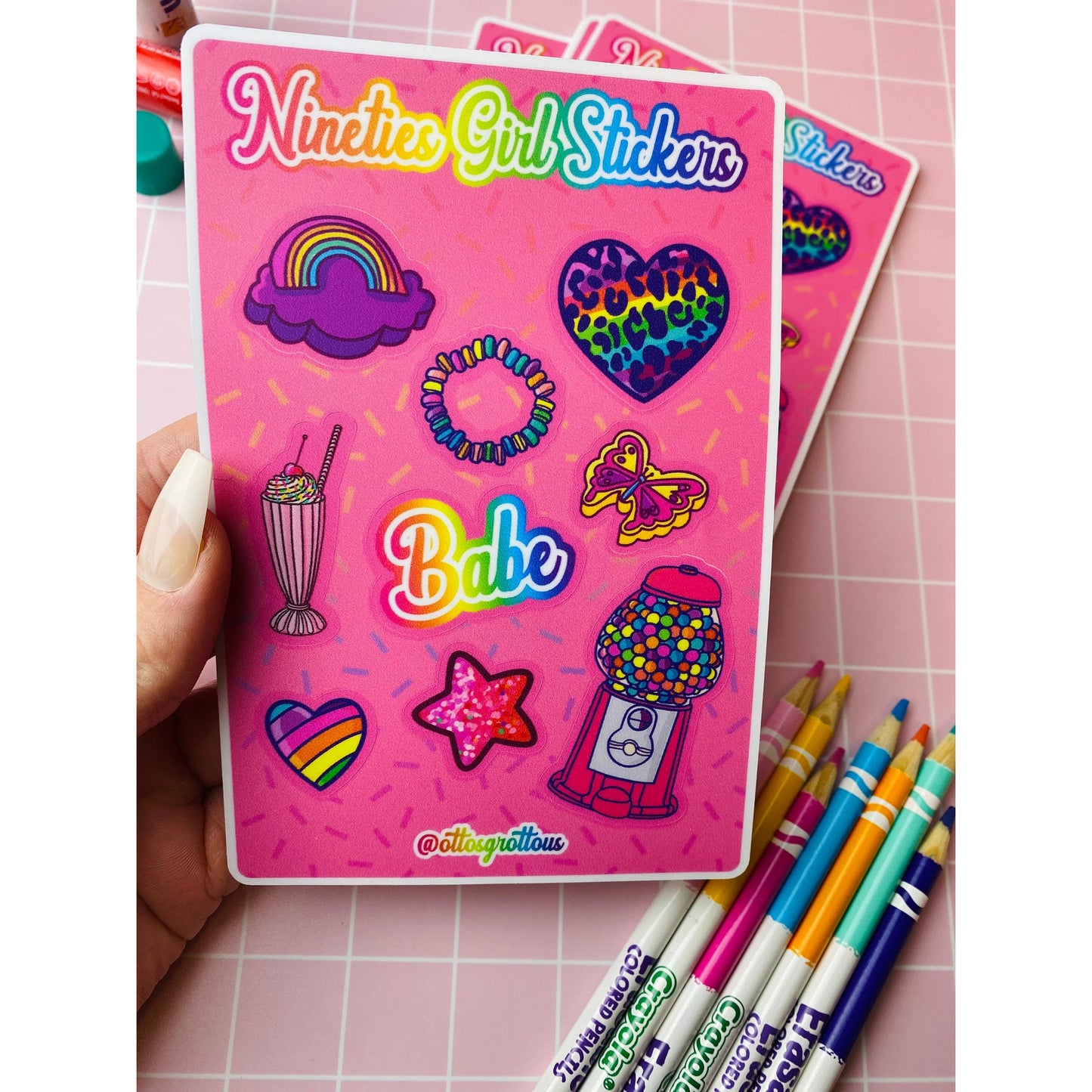 90s Sticker Sheet - Nineties Girl (9 Throwback Designs)