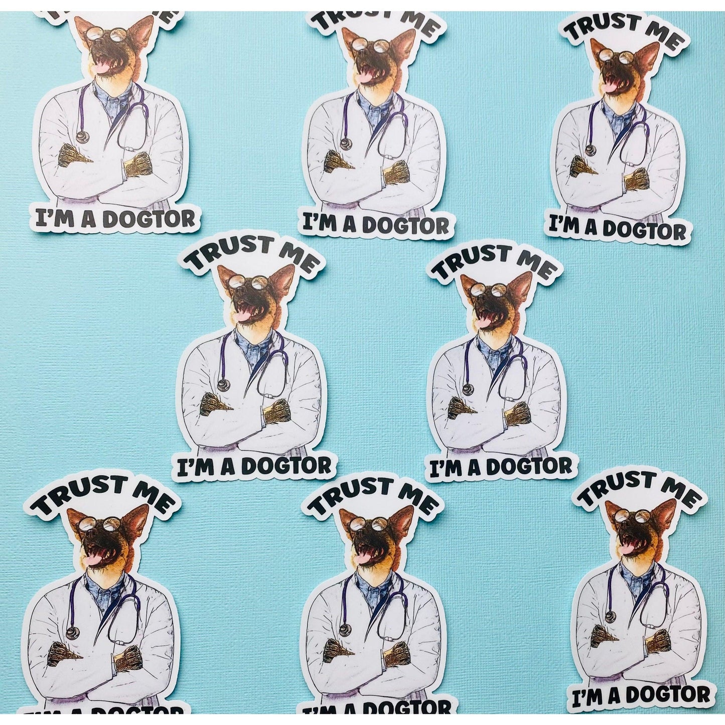 Funny Doctor Sticker - Trust Me Dogtor Sticker German Shepherd Sticker Cute GSD Dog Decal for Car, Nurse, Dr. Medical Resident - Ottos Grotto :: Stickers For Your Stuff