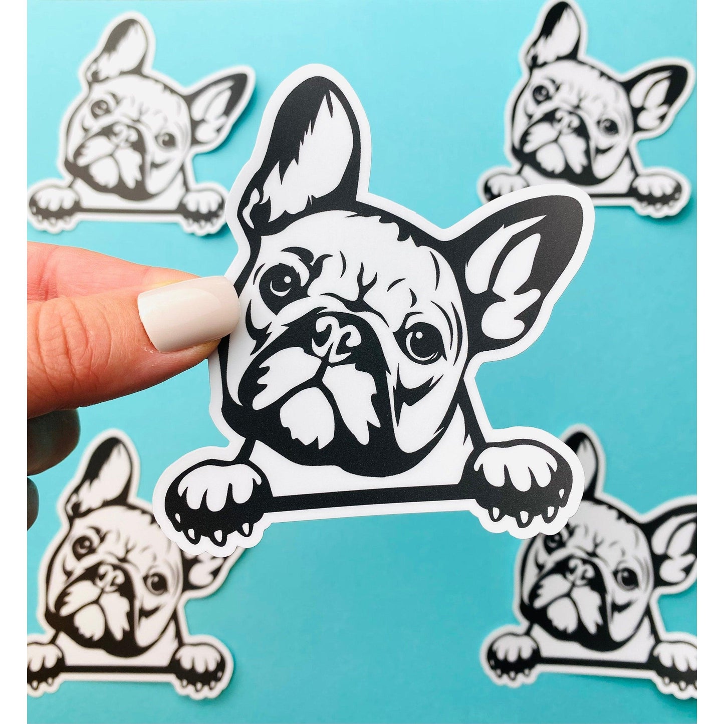French Bulldog Sticker Black & White Frenchie Bulldog Head Paws Dog Decal for Car, Water Bottle - Ottos Grotto :: Stickers For Your Stuff