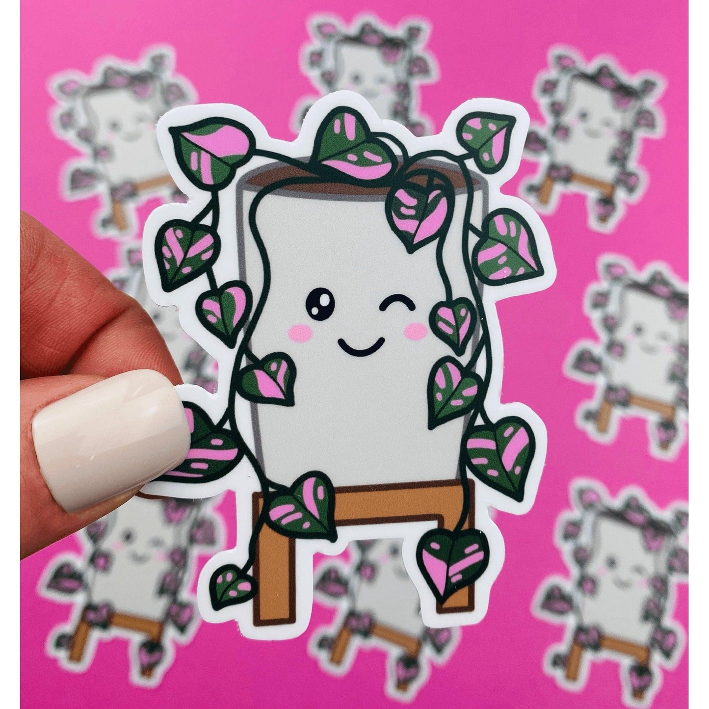 Pink Princess Philodendron Sticker, Sweetheart Plant Sticker, Heart Leaf Philodendron Sticker Kawaii Rare Variegated Sweetheart Plant Decal - Ottos Grotto :: Stickers For Your Stuff