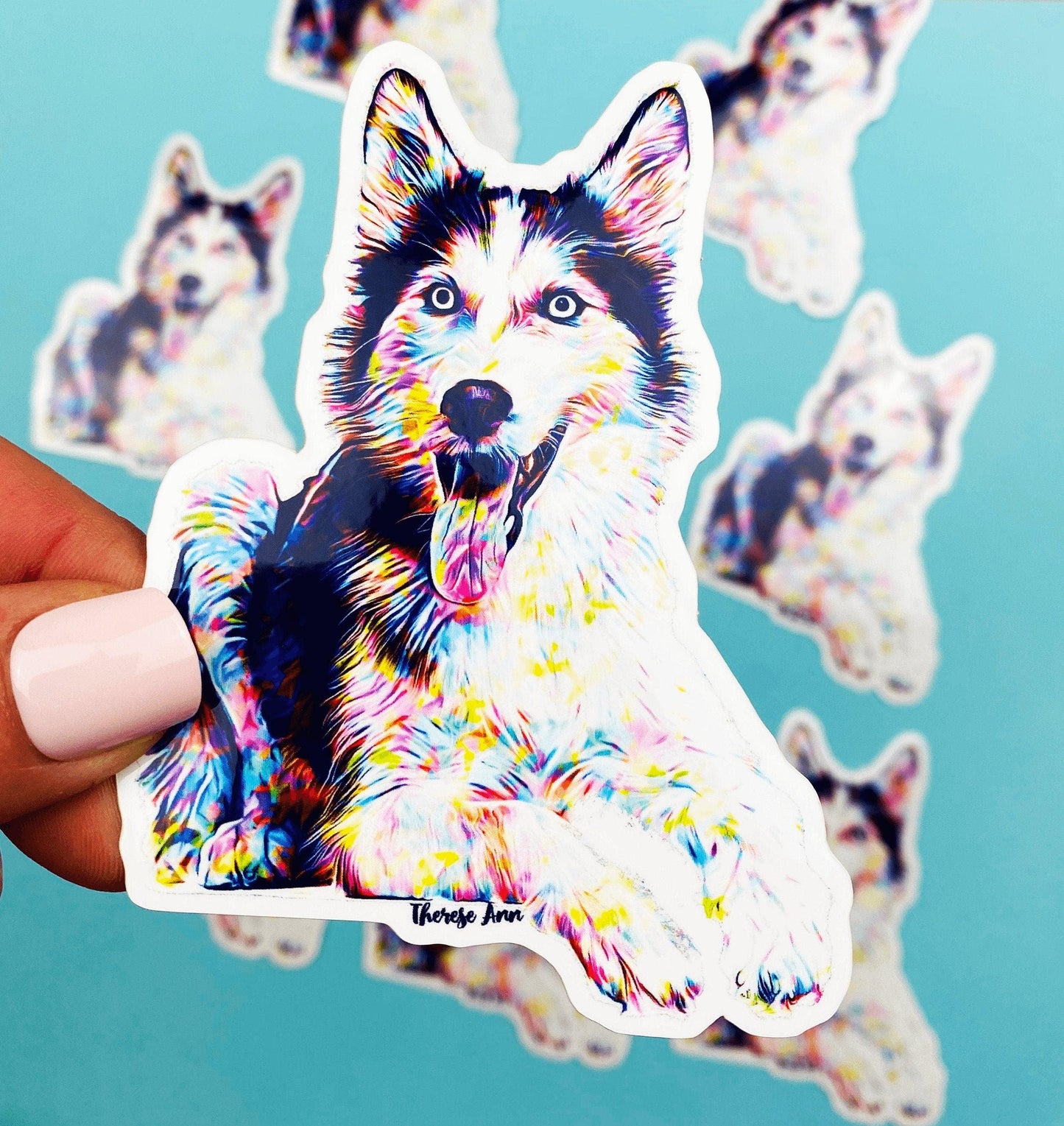 Husky Sticker Colorful Abstract Cute Husky Dog Decal for Car, Hydroflask, Husky Gift, Husky Baby, Husky Puppy, Husky Mom Gift - Ottos Grotto :: Stickers For Your Stuff