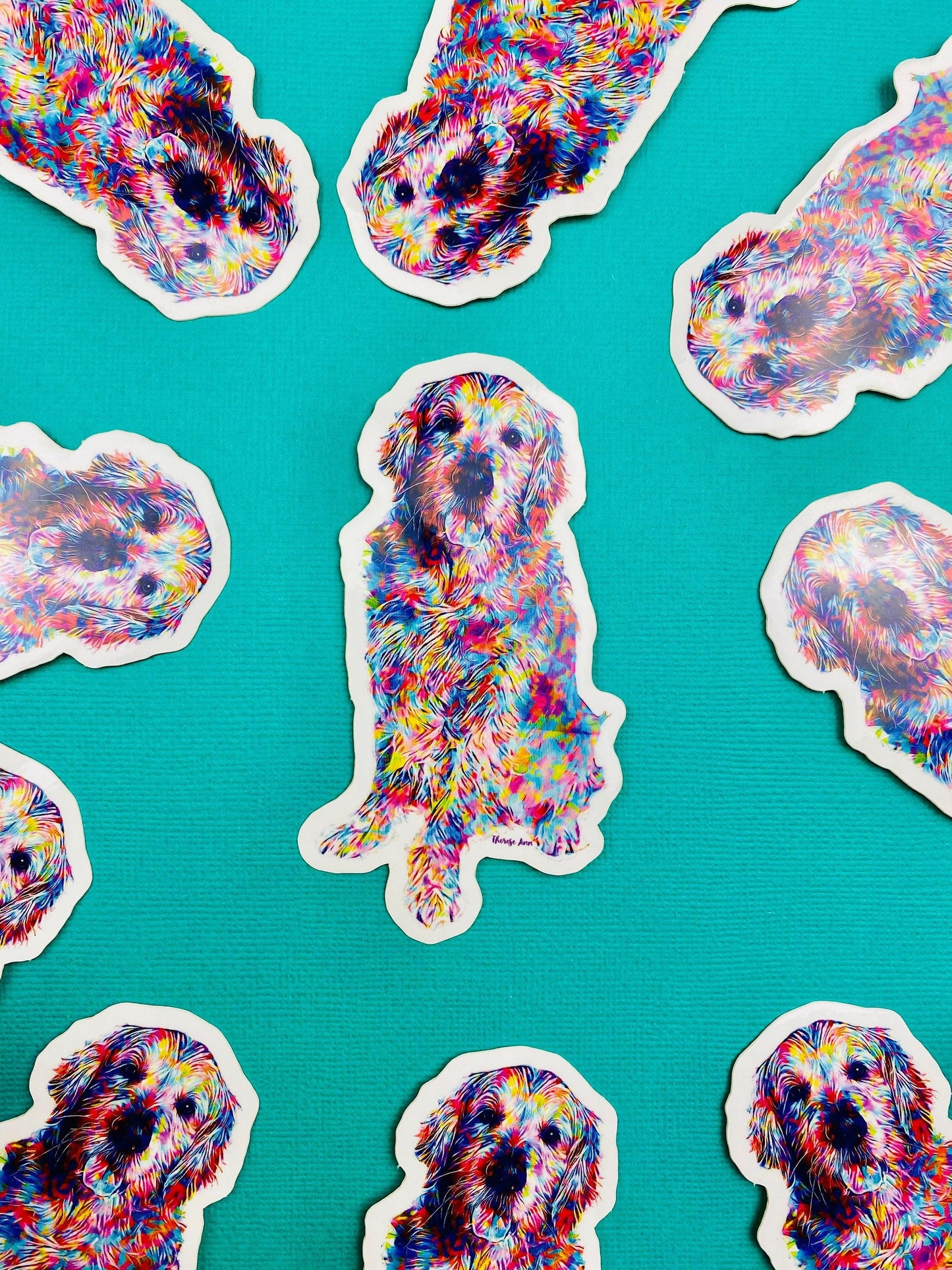 Golden Retriever Sticker Colorful Abstract Cute Golden Retriever Dog Decal for Car, Hydroflask, Gifts Under 5 for Golden Retriever Owner - Ottos Grotto :: Stickers For Your Stuff
