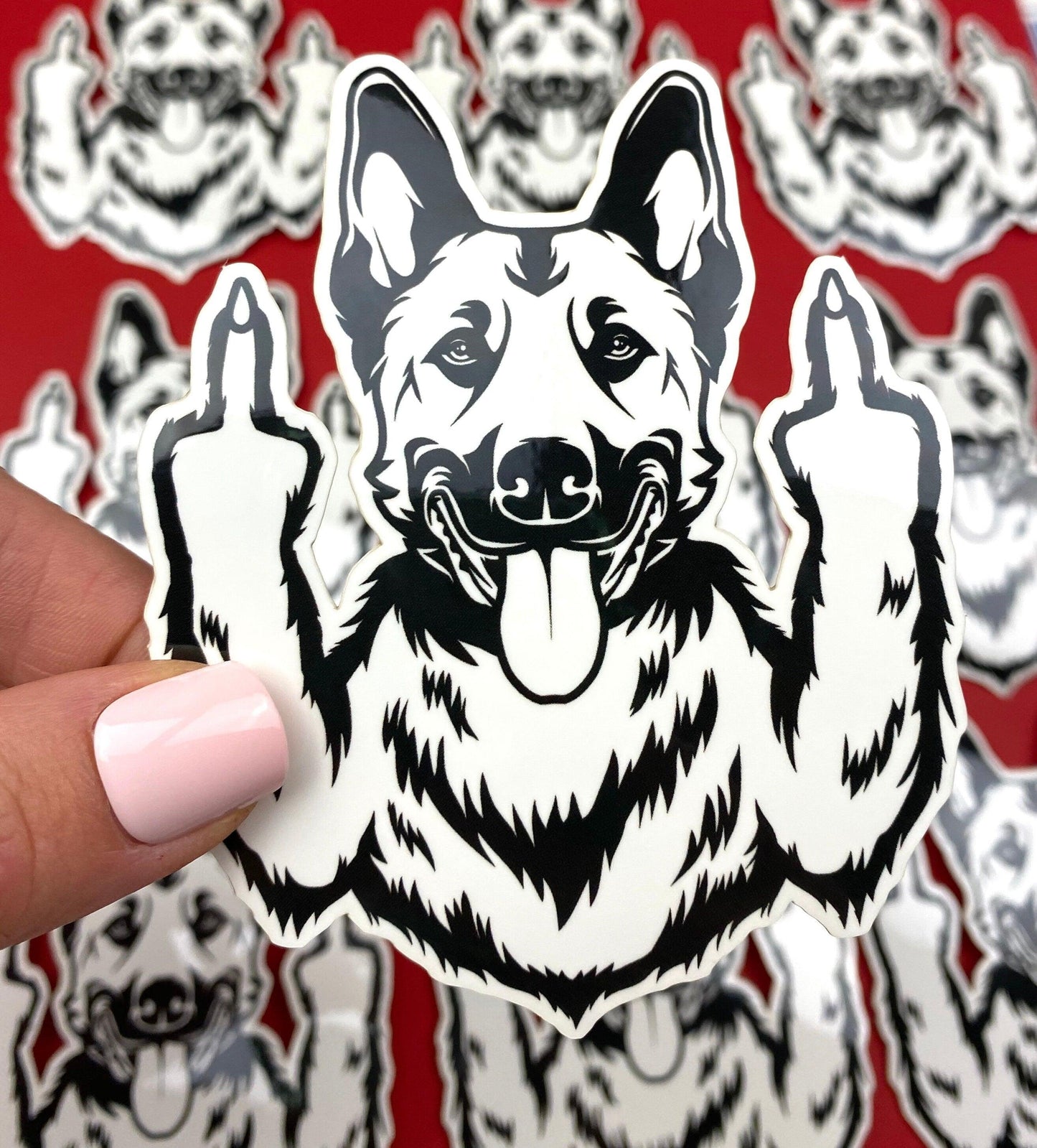 Malinois K9 Unit Sticker, Maligator Sticker, Malinois Gift for K9 Handler, Malinois Decal, Malinois Funny Sticker, Middle Finger Dog - Ottos Grotto :: Stickers For Your Stuff