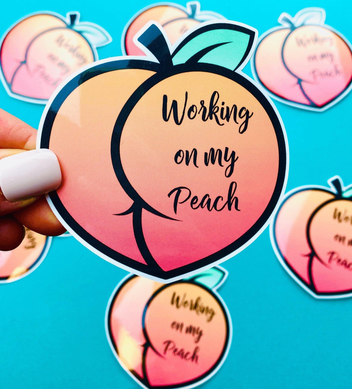 Peach Butt Gym Sticker, Peach Workout Sticker for Water Bottle, Gym Motivation Sticker, Weightlifting Sticker, Working on My Peach - Ottos Grotto :: Stickers For Your Stuff