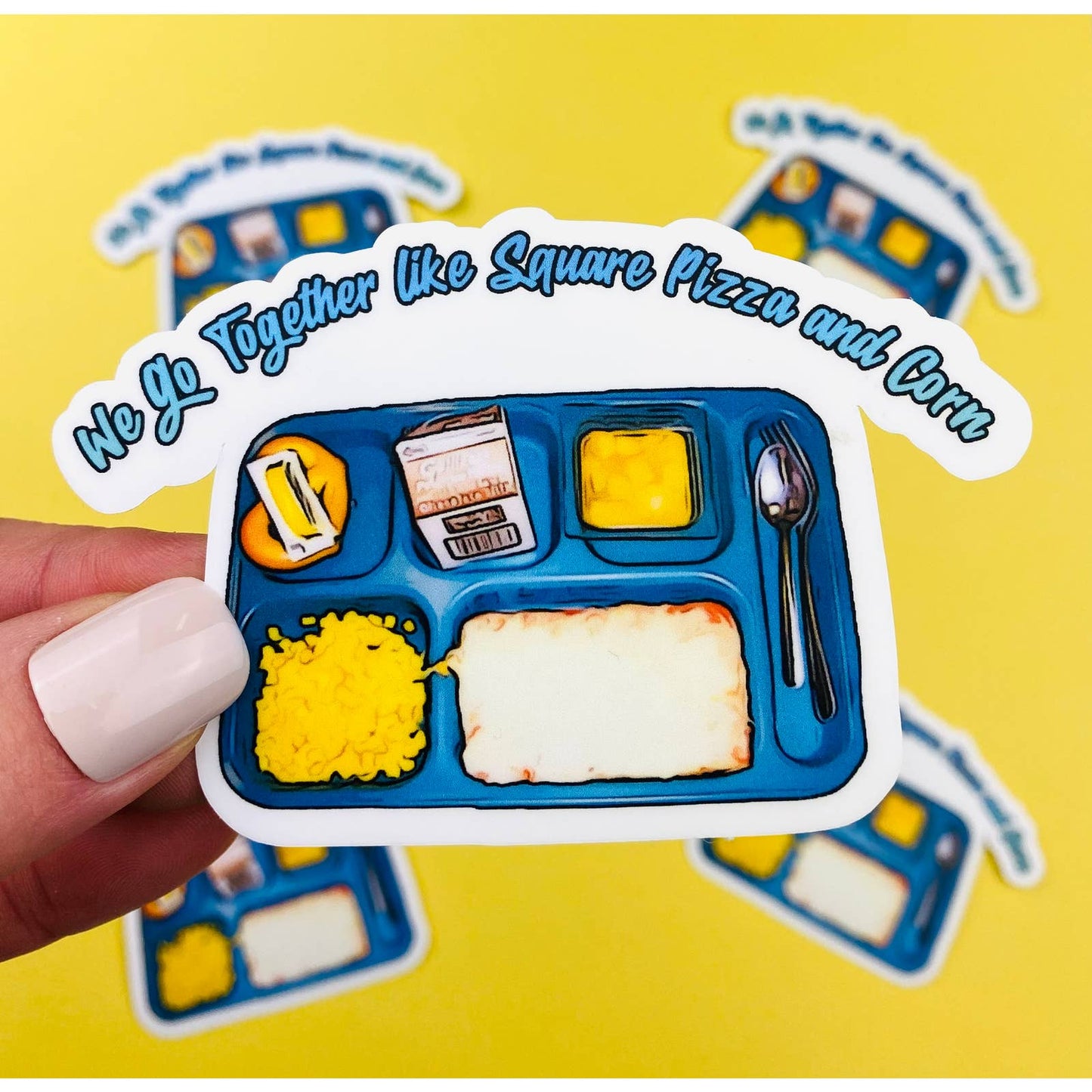 80s and 90s School Lunch Square Pizza Sticker