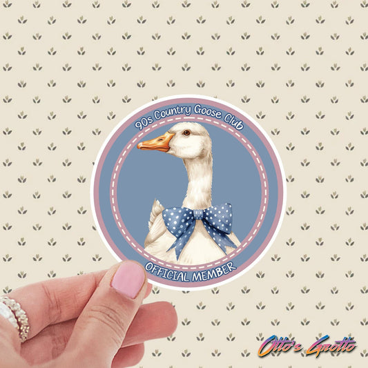 90s Country Goose Club Sticker - Polka Dot Bow Goose Decor Sticker