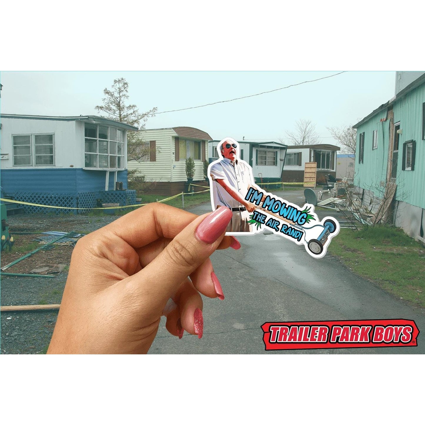 Trailer Park Boys Mr. Lahey I’m Mowing the Air Sticker – Waterproof Vinyl Decal for Cars, Laptops, Water Bottles, and More