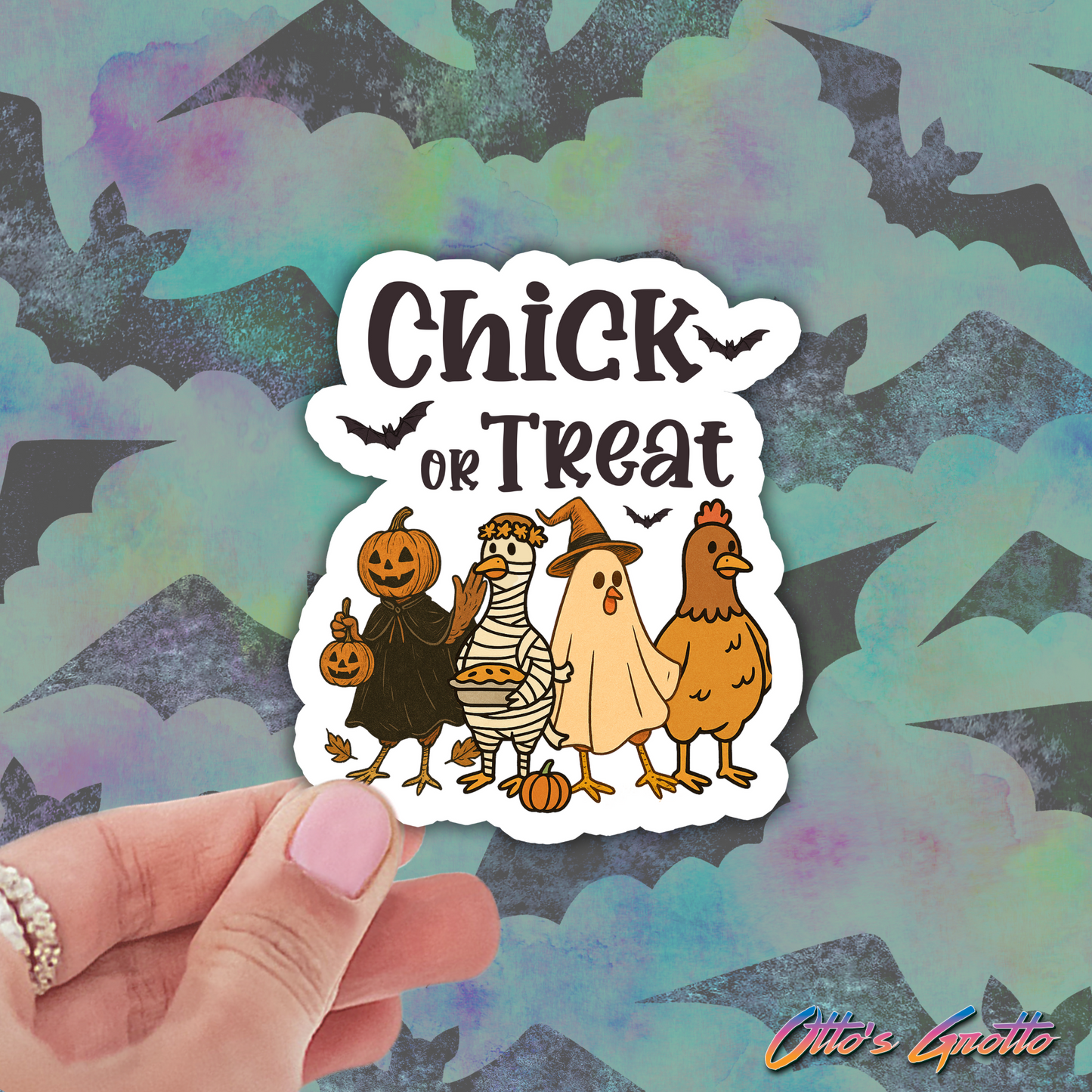 Chick or Treat Halloween Chickens Sticker