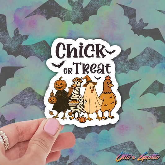 Chick or Treat Halloween Chickens Sticker