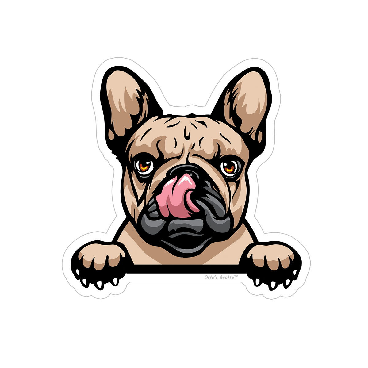 Peeking French Bulldog Sticker 4” x 4” Brown Peeking Bulldog with Paws Frenchie Sticker