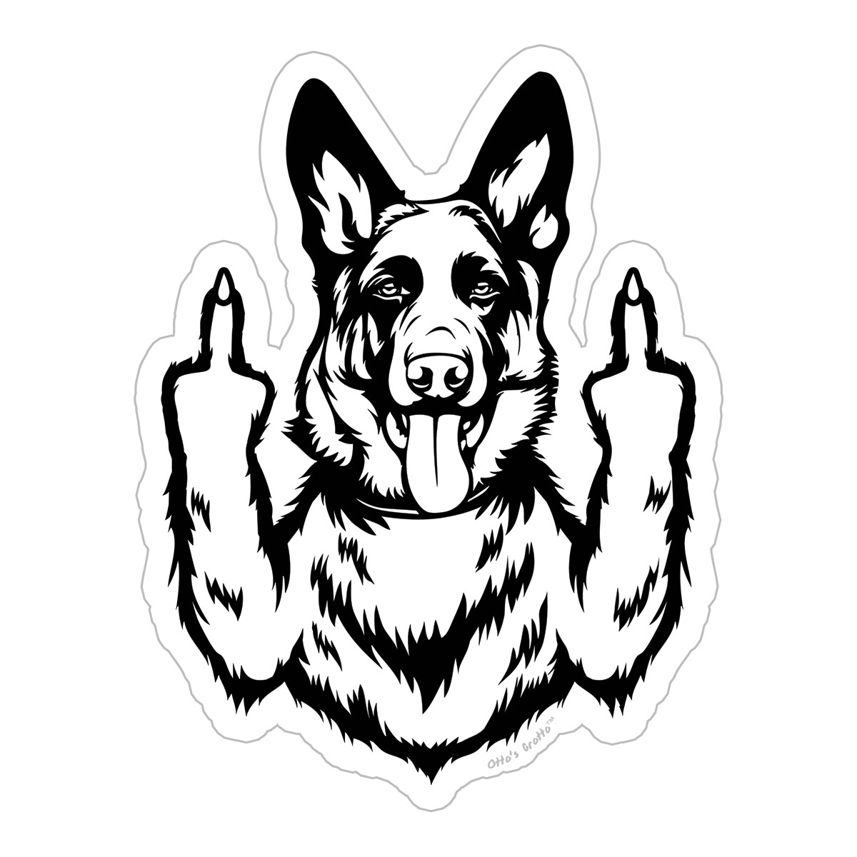 K9 German Shepherd Middle Finger Sticker