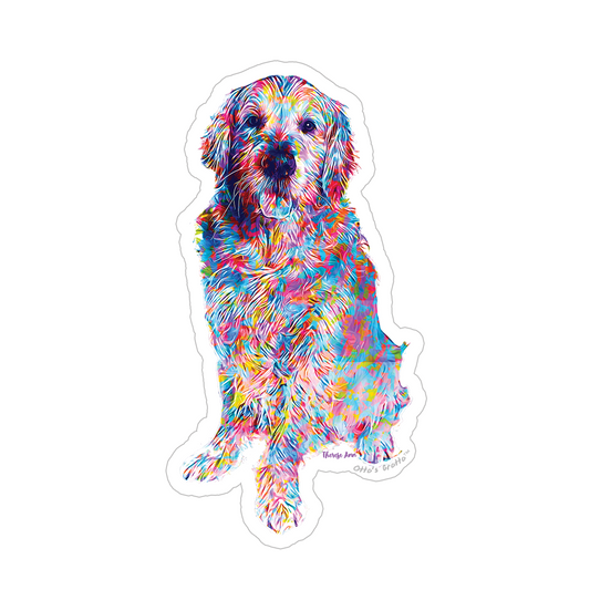 Golden Retriever Sticker Colorful Abstract Cute Golden Retriever Dog Decal for Car, Hydroflask, Gifts Under 5 for Golden Retriever Owner