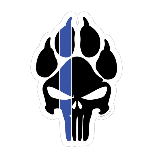 K9 Police Punisher Pawprint Sticker