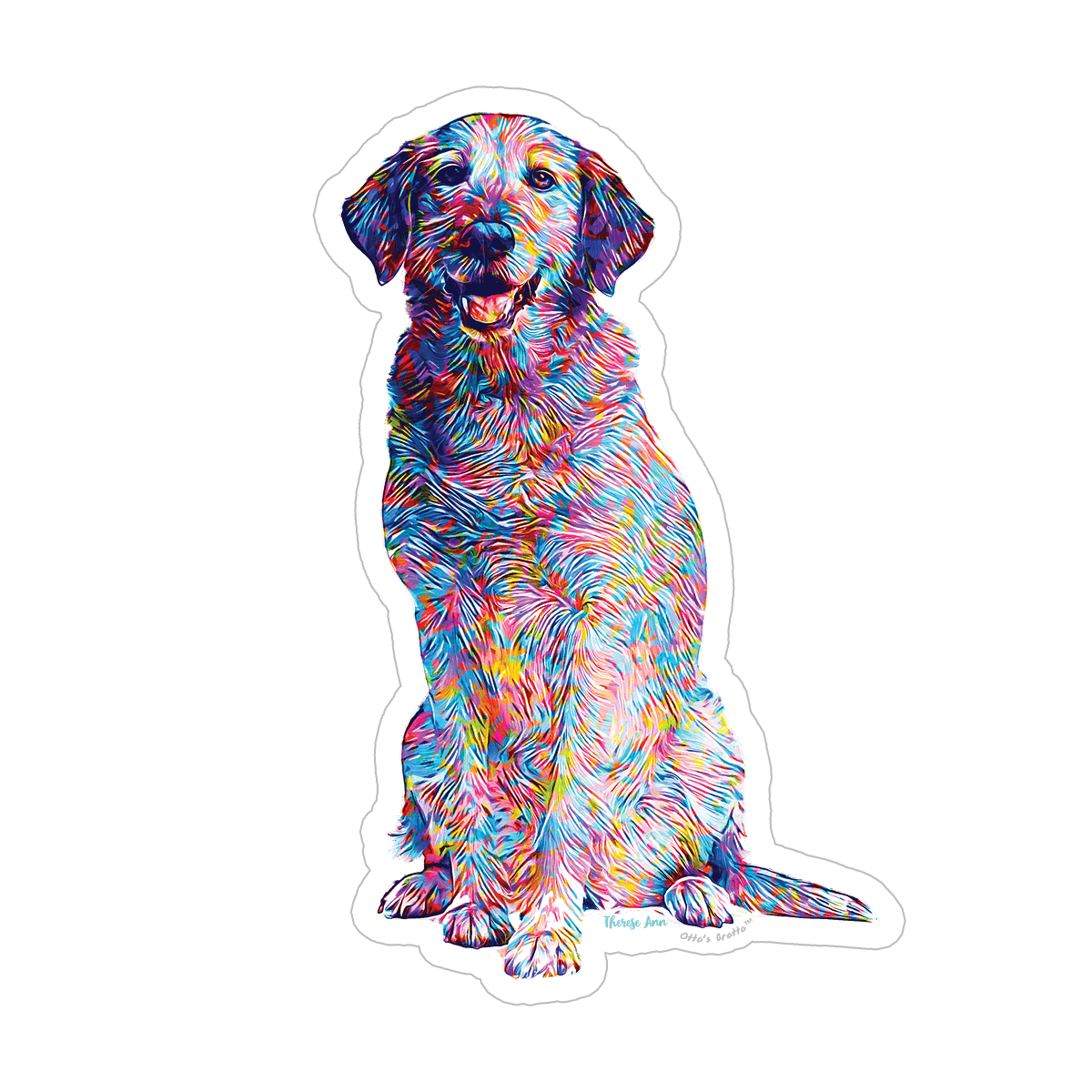 Red Lab Stickers Labrador Retriever Sticker - Colorful Abstract Cute Lab – Ottos Grotto ...