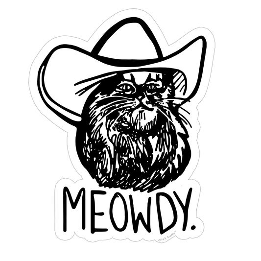 Meowdy Cat Sticker for Country Living Cat Cowboy Hat Sticker Country Kitty Decal Funny Country Sticker