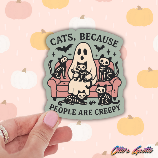 Cats Because People Are Creepy – Funny Halloween Sticker