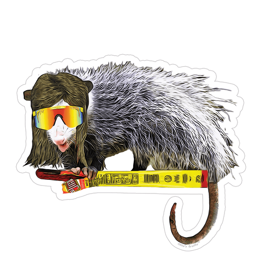 Jim The Possum Sticker, Possum with a Mullet Sticker for Country Living, Truck Stickers, Tumbler Stickers, Stickers for Men