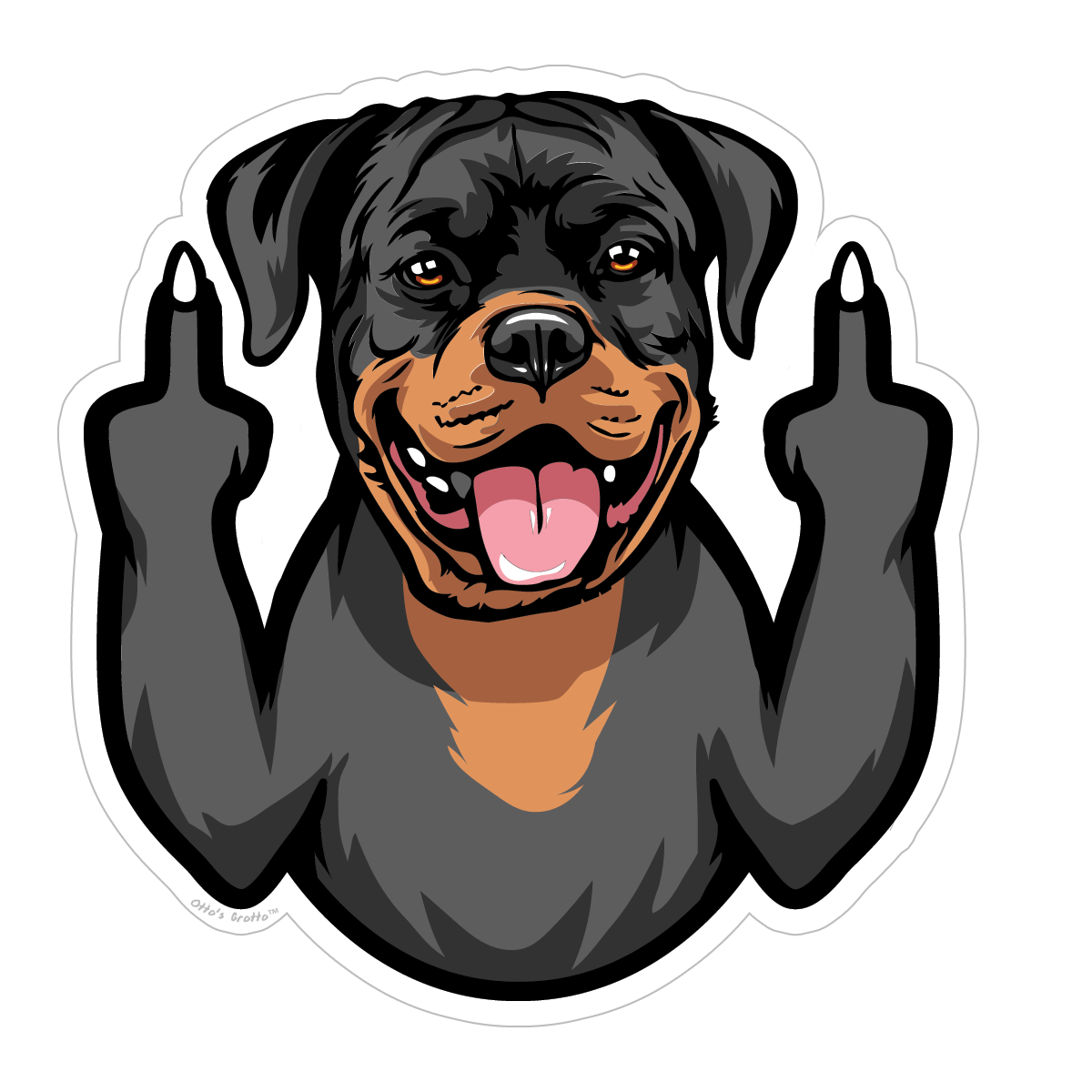 Rottweiler Sticker Rottweiler Decal Rottweiler Middle Finger