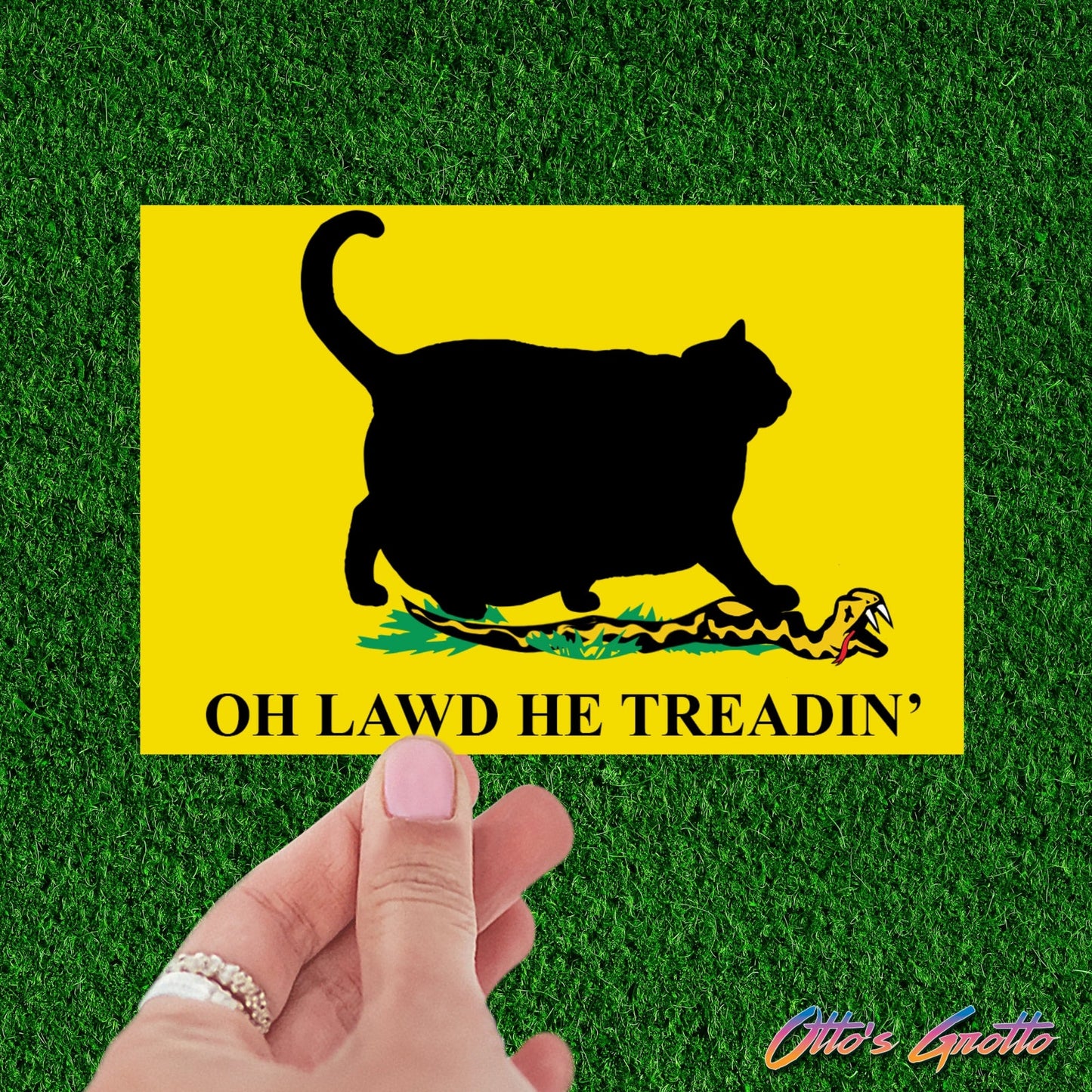 Chonky Cat, Oh Lawd He Treadin' , funny stickers, stickers for laptop, Don't Tread stickers, water bottle stickers, aesthetic