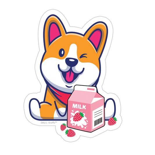 Corgie Strawberry Milk Sticker