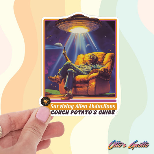 Funny Retro Eighties Sticker - SURVIVING ALIEN ABDUCTIONS - Spoof Learning Series Sticker for 80s Kids