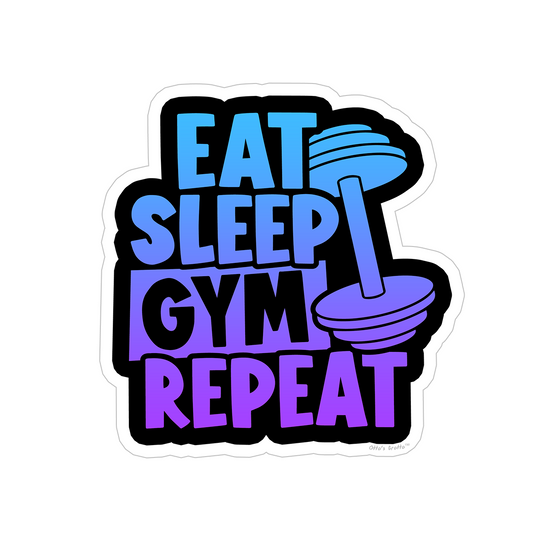 Gym Sticker Funny Workout Sticker for Water Bottle, Gym Motivation Sticker, Weightlifting Sticker, Eat Sleep Gym Repeat