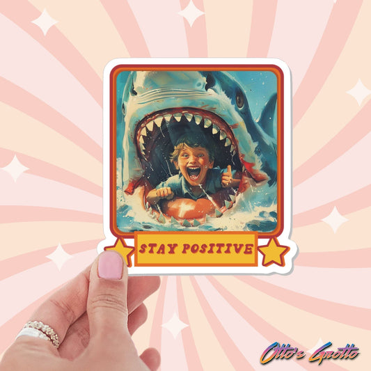 Funny Retro Eighties Educational Stickers - STAY POSITIVE - Spoof Learning Series Sticker for 80s Kids