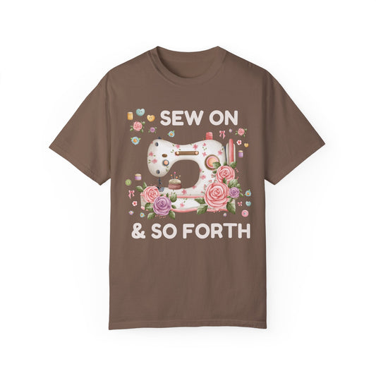Funny Sewing Tee Shirt with Cottagecore Flowers