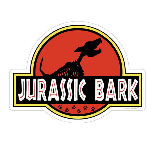 Jurassic Bark Sticker Funny Sticker for Dog Owners Dog Bones Skeleton and Paw Prints Spoof Sticker for German Shep Maligator K9 & All Breeds