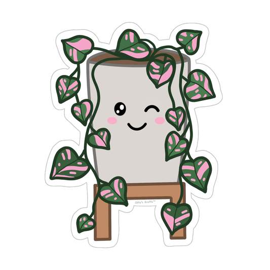 Pink Princess Philodendron Sticker,  Sweetheart Plant Sticker, Heart Leaf Philodendron Sticker Kawaii Rare Variegated Sweetheart Plant Decal