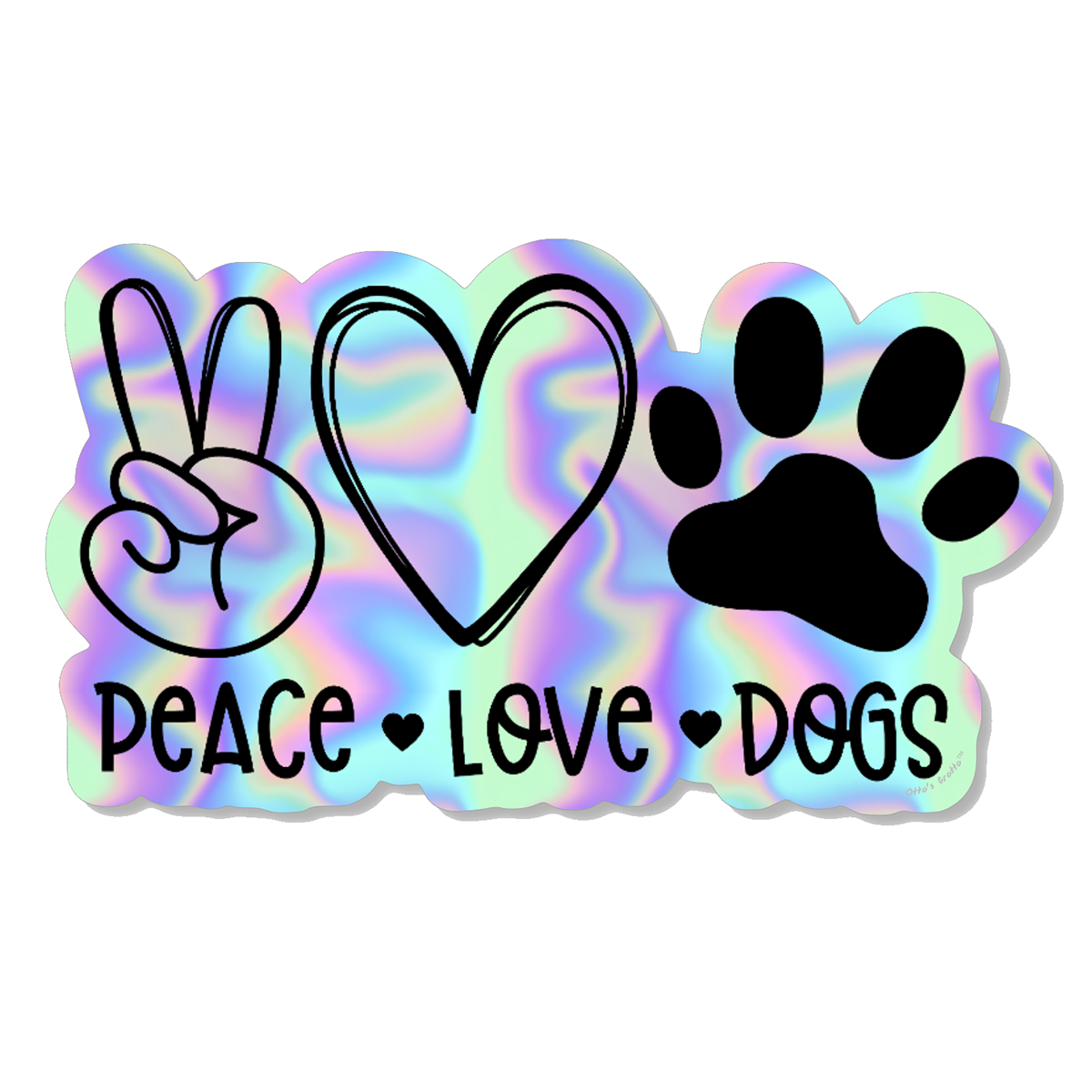 Peace Love Dogs Sticker Hologram Dog Decal for Car, Hydroflask, Pretty Dog Gift for Dog Mom, Dog Car Sticker, Dog Water Bottle Sticker
