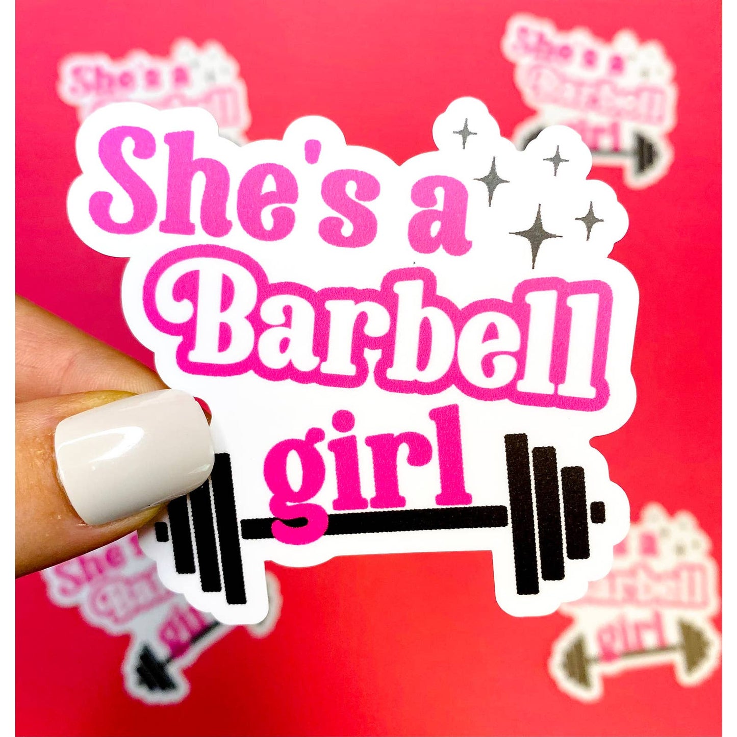 Barbell Girl Sticker - Pink Sticker for Women - Gym Girl Stickers - Weightlifting Sticker
