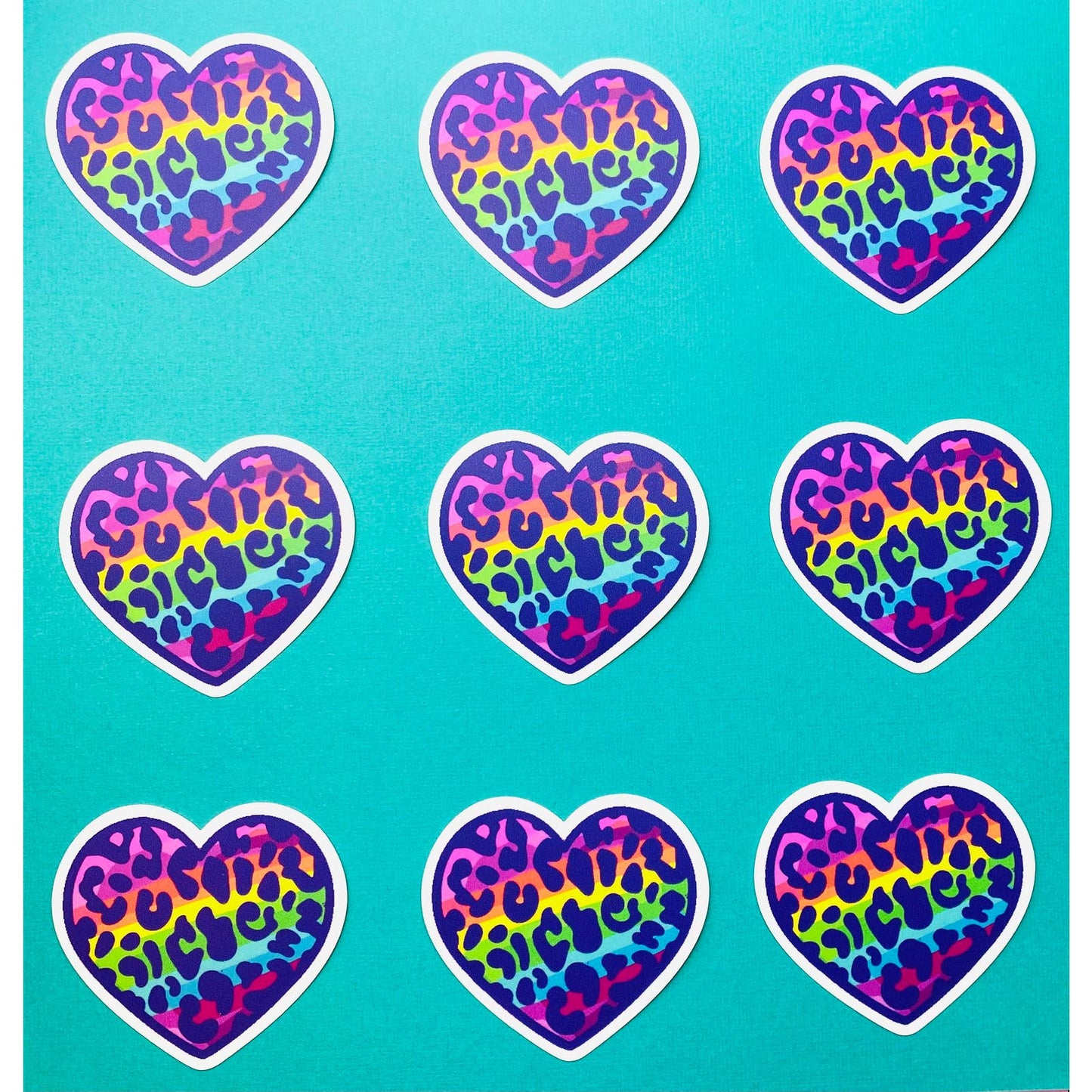 Rainbow Leopard Heart Sticker Girly 90s Vibes Nineties - Inspired Aesthetic Sticker