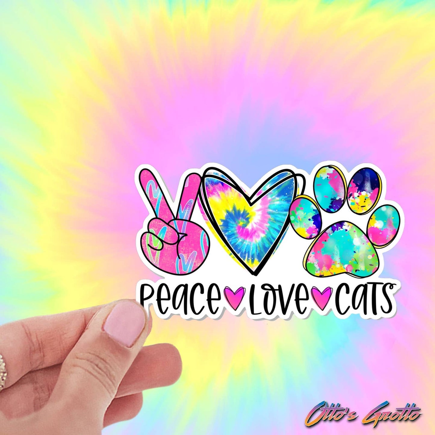 Peace Love Cats Sticker for Cat Lovers Cat Lover Gift for Kitty Owner, Kitty Sticker, Kitty Decals