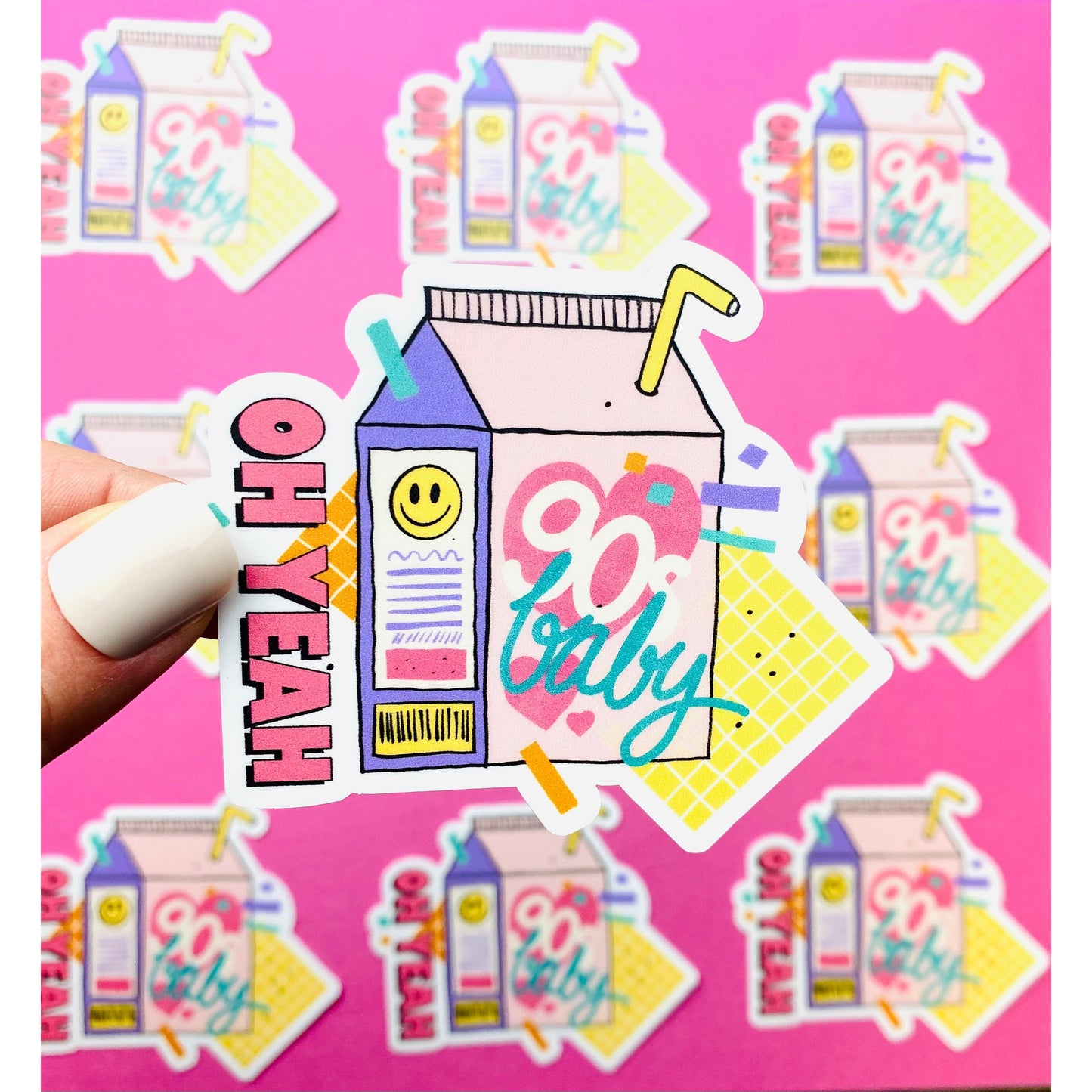 Nineties Baby! Sticker - Milk Carton 90s Sticker - Memphis Style Sticker - 90s Style 1990s Sticker, Ninties Sticker, Child of the Nineties