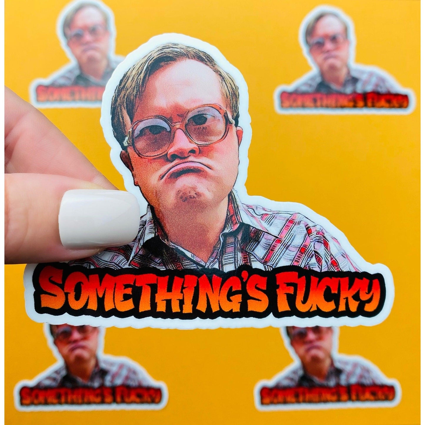 Trailer Park Boys Something's Fucky Sticker | Officially Licensed Bubbles Sticker | Trailer Park Boys Bubbles Quotes with Glasses - Ottos Grotto :: Stickers For Your Stuff
