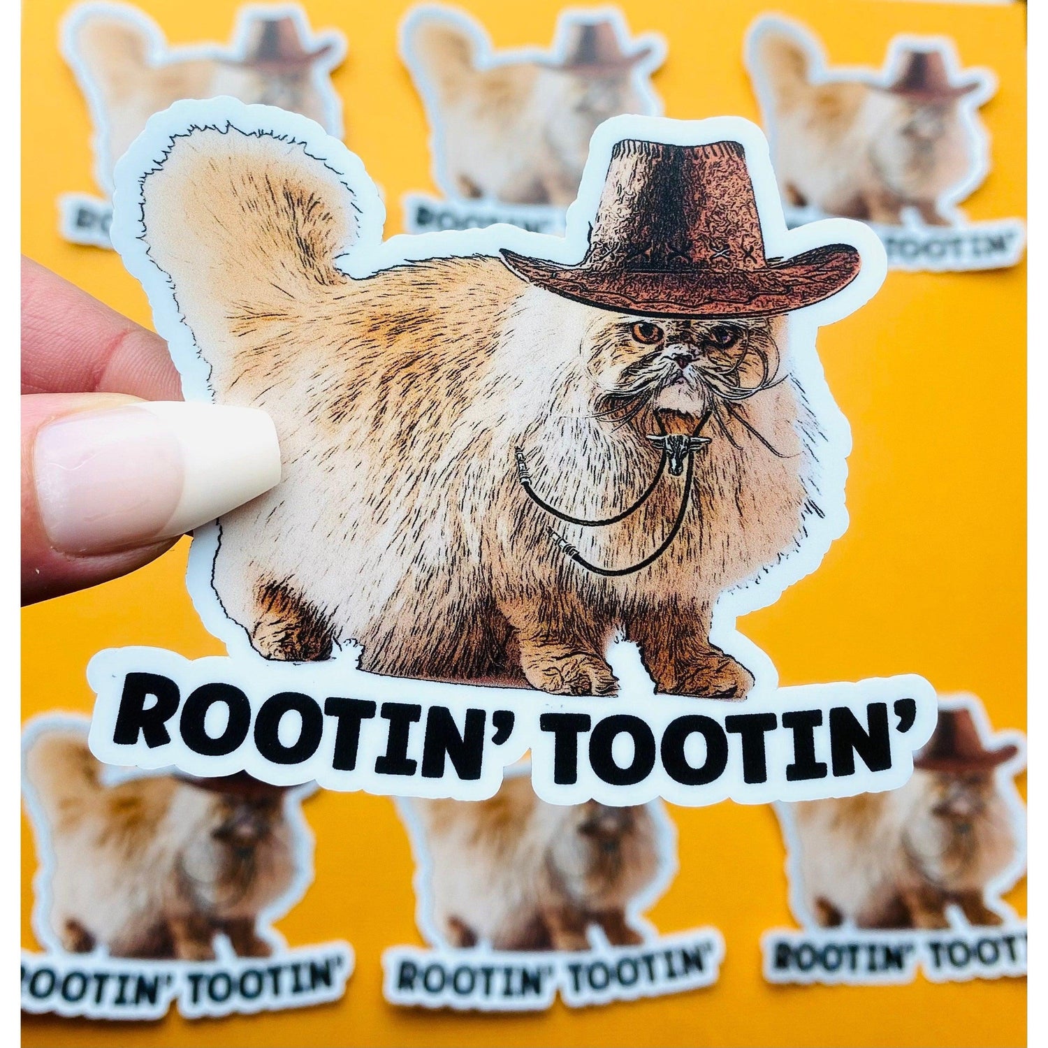 Rootin' Tootin' Cowboy Cat Sticker for Country Living Cat Cowboy Hat Sticker Country Kitty Decal Funny Country Sticker - Ottos Grotto :: Stickers For Your Stuff