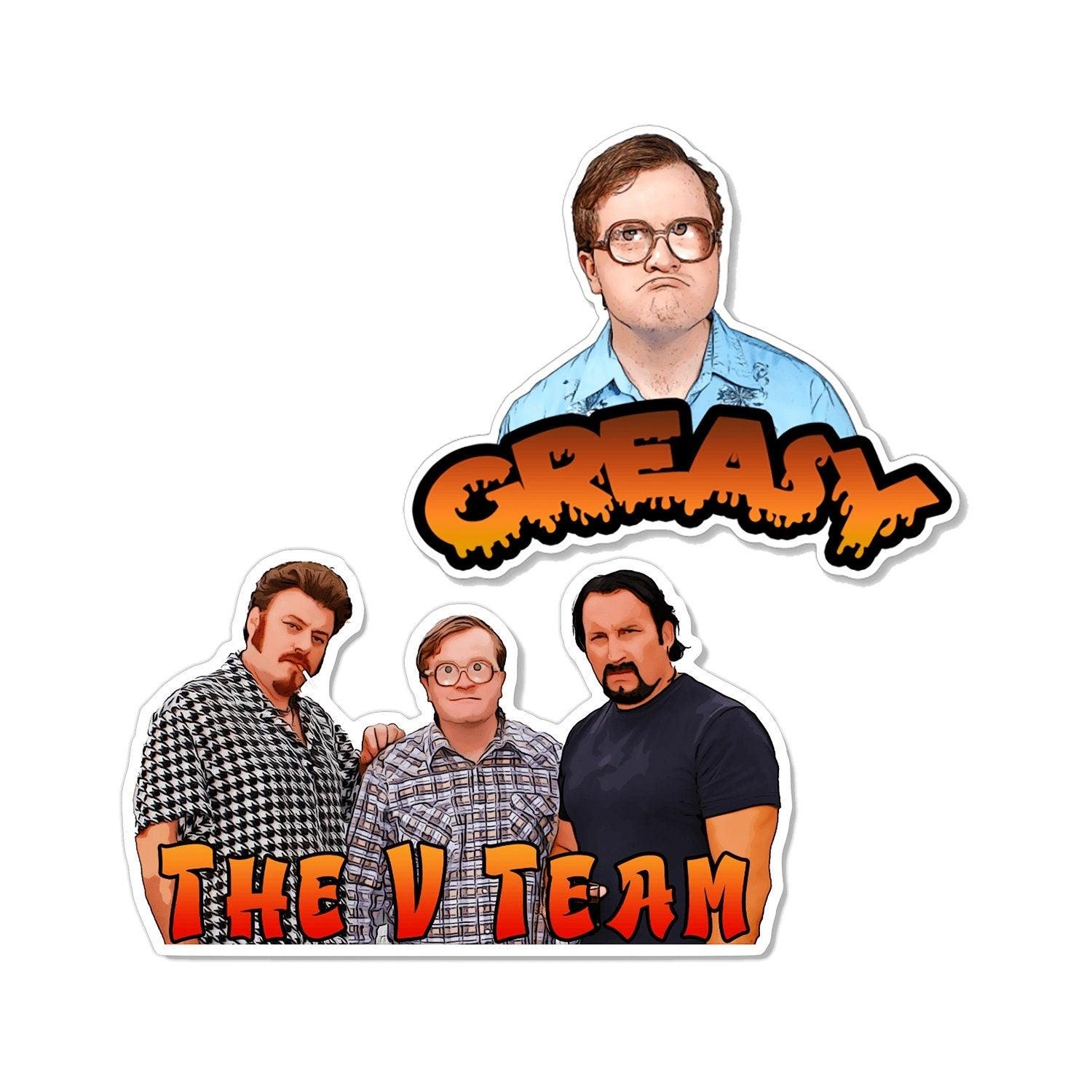Trailer Park Boys Greasy Sticker Pack | Officially Licensed Stickers | Greasy and The V Team with Ricky Julian and Bubbles - Ottos Grotto :: Stickers For Your Stuff