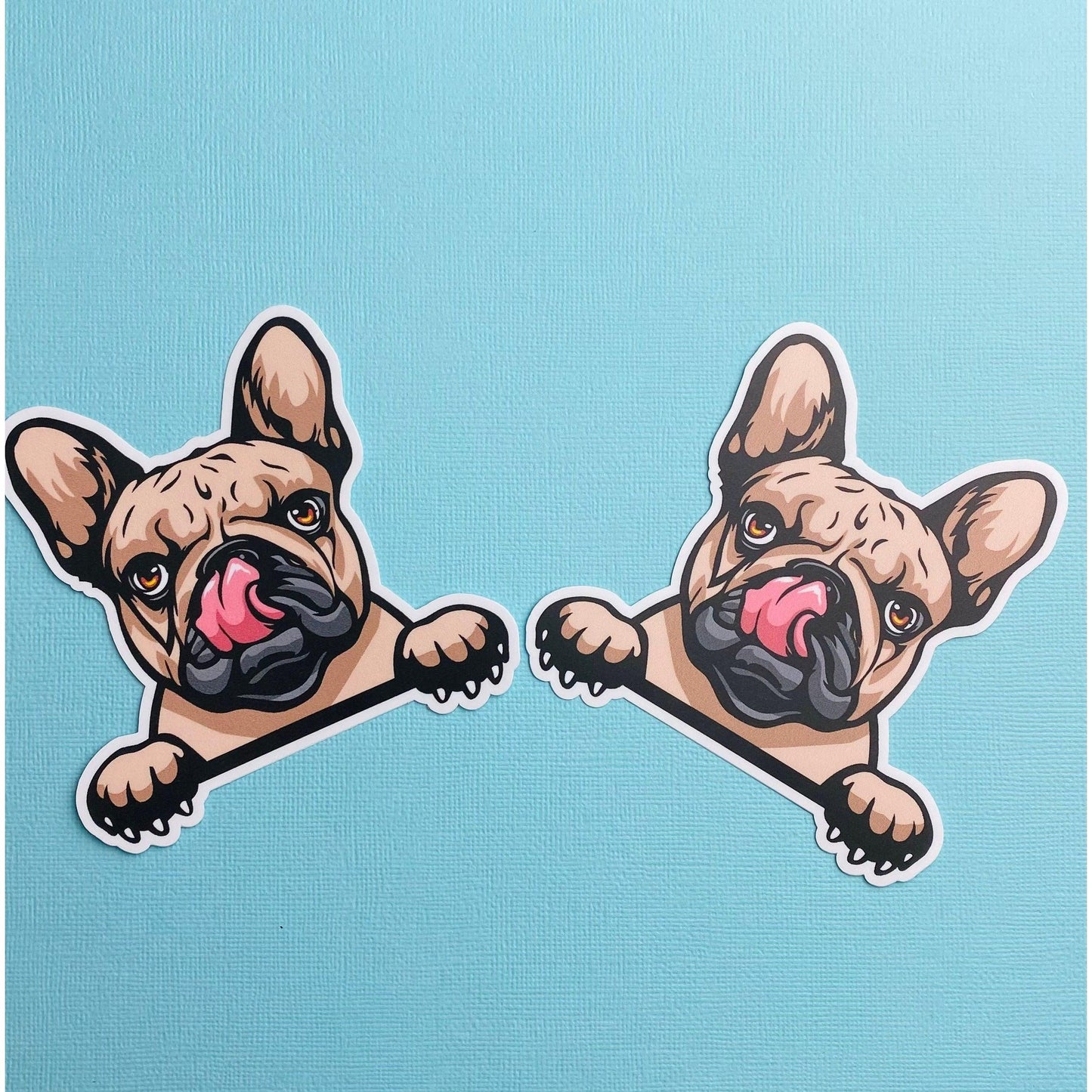 Peeking French Bulldog Sticker 4” x 4” Brown Peeking Bulldog with Paws Frenchie Sticker - Ottos Grotto :: Stickers For Your Stuff