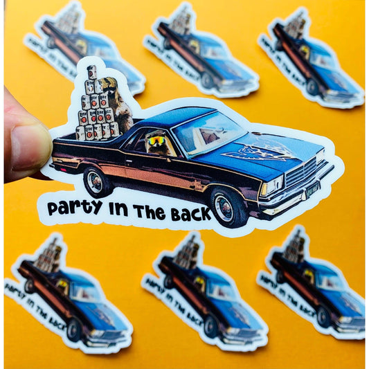 El Camino Mullet Party Sticker Raccoon Beer Pyramid Royal Knight Retro Camino Stickers - Ottos Grotto :: Stickers For Your Stuff