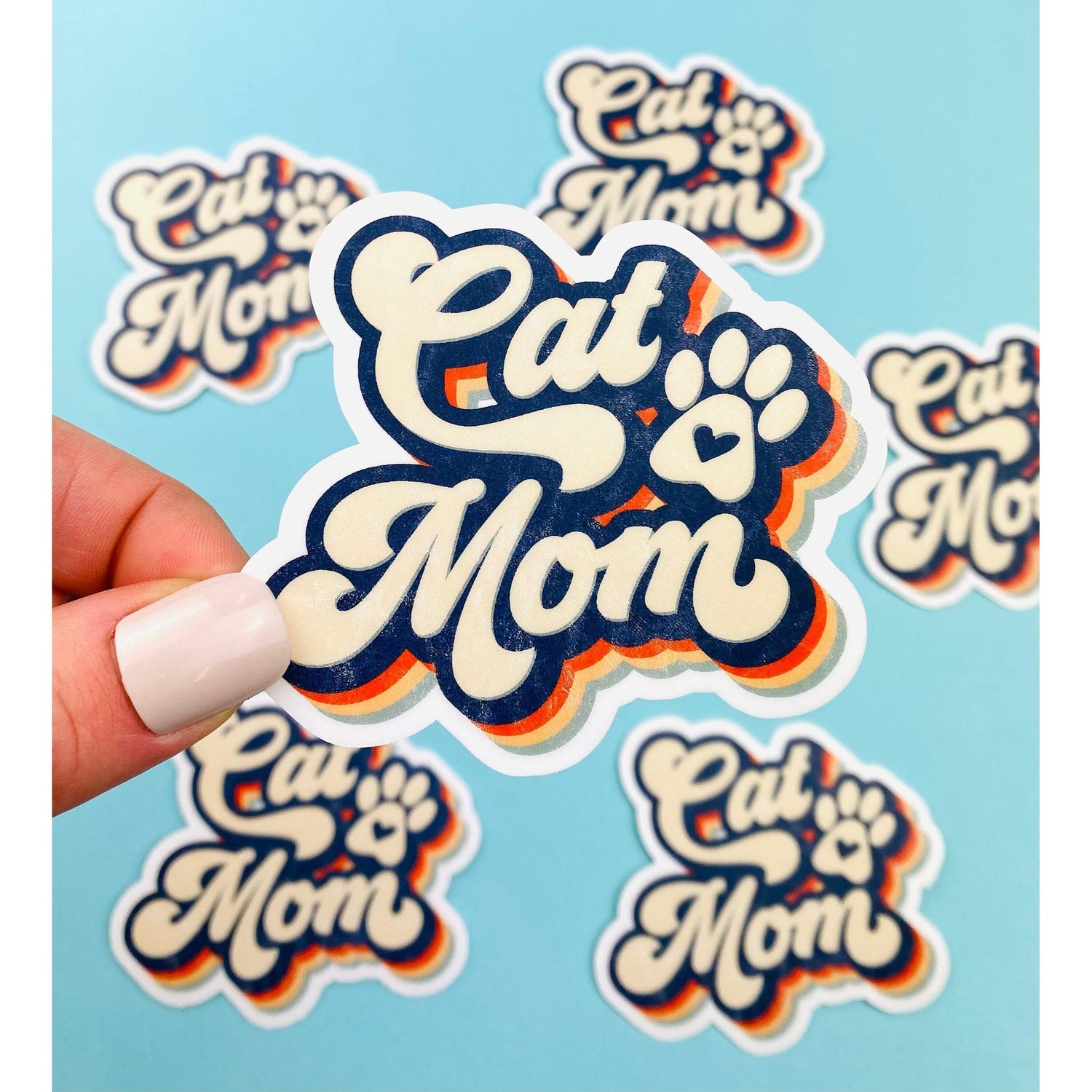 Retro Cat Mom Sticker Distress Vintage Look Sticker for Cat Lovers Cat Lover Gift for Kitty Owner, Kitty Sticker, Kitty Decals - Ottos Grotto :: Stickers For Your Stuff